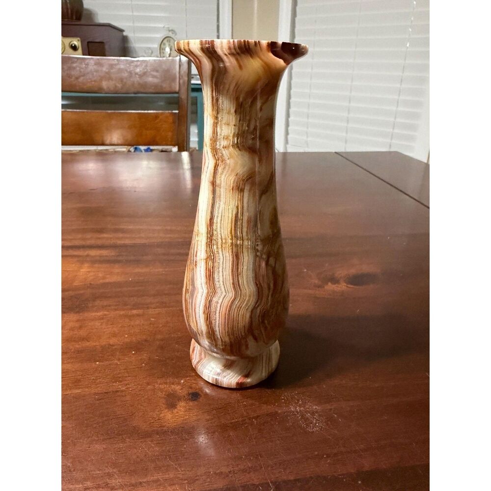 Vintage Firoza Onyx Stone Hand Carved Pakistan 7" Vase